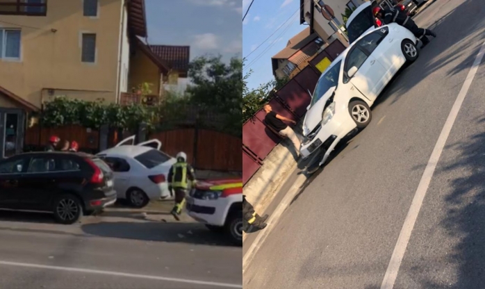 VIDEO. ACCIDENT cu două mașini pe strada Plevnei! Echipajele de salvare au ajuns la fața locului